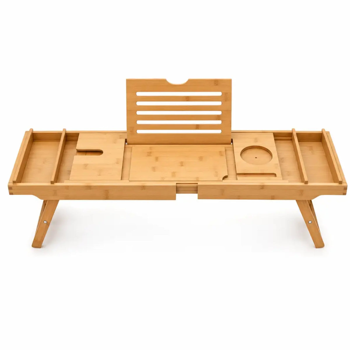 Bathtub Tray Expandable Bamboo Angled Device Holder