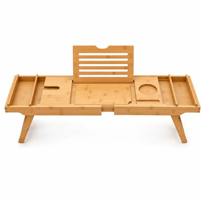 Bathtub Tray Expandable Bamboo Angled Device Holder