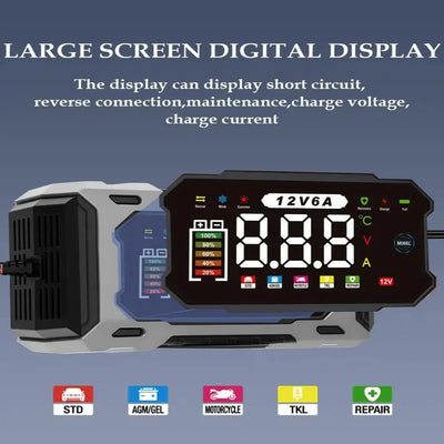 Battery Charger 12V Digital Display Automatic Cutoff