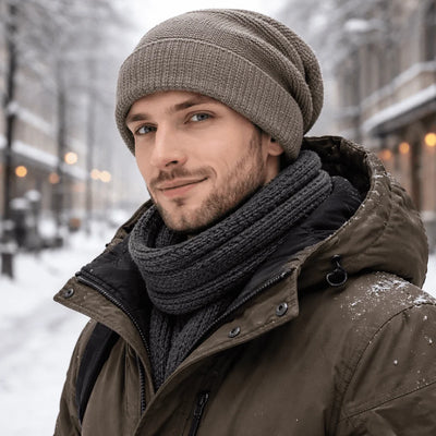 Beanie Fleece-Lined Knitted Slouchy Fit Unisex