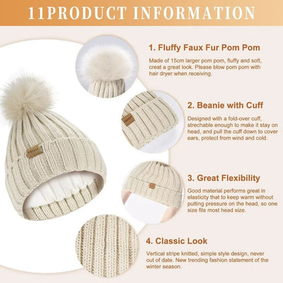 Beanie Scarf & Gloves Set Knitted Touchscreen 3-Piece