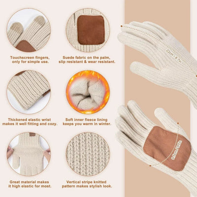 Beanie Scarf & Gloves Set Knitted Touchscreen 3-Piece