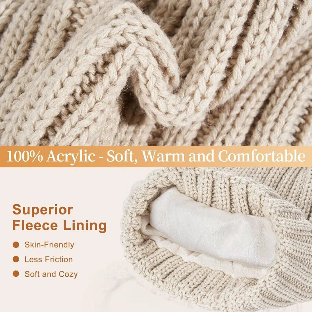 Beanie Scarf & Gloves Set Knitted Touchscreen 3-Piece