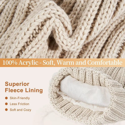 Beanie Scarf & Gloves Set Knitted Touchscreen 3-Piece