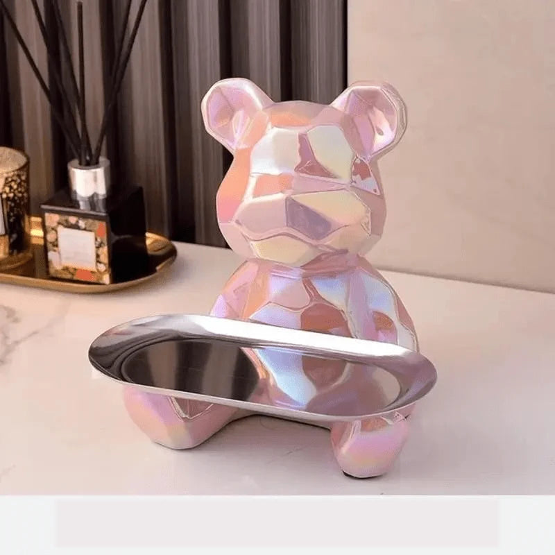 Bear Coin Bank Ceramic Catchall Tray Organizer