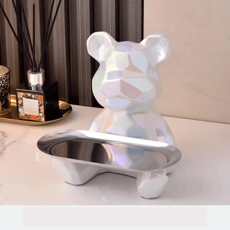 Bear Coin Bank Ceramic Catchall Tray Organizer