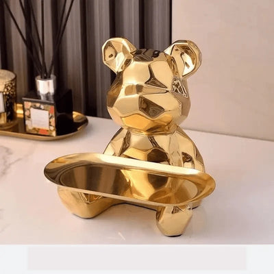 Bear Coin Bank Ceramic Catchall Tray Organizer