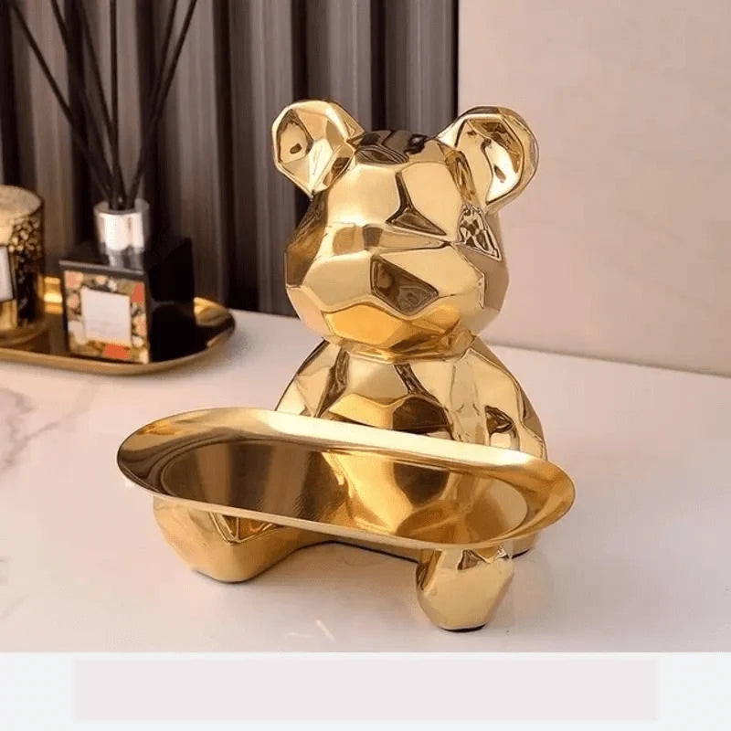 Bear Coin Bank Ceramic Catchall Tray Organizer
