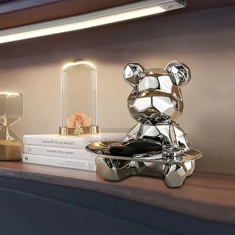 Bear Coin Bank Ceramic Catchall Tray Organizer