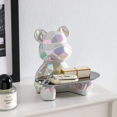 Bear Coin Bank Ceramic Catchall Tray Organizer
