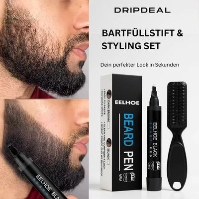 Beard Filling Pen Slanted Tip Integrated Brush Contour Aid