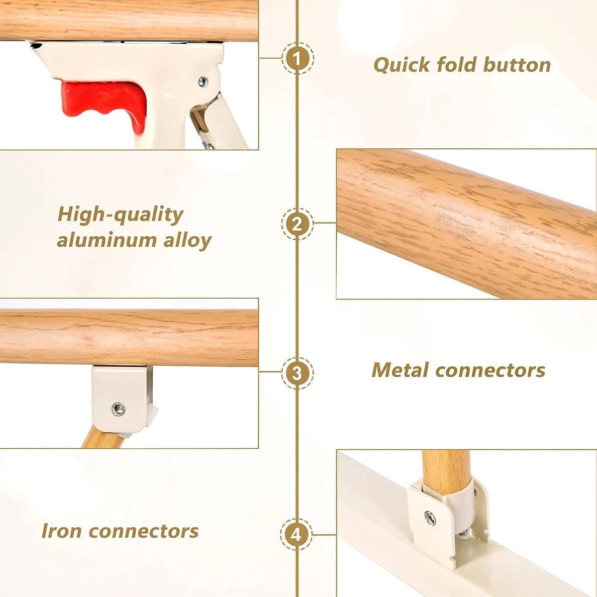 Bed Rail Fold-Down Aluminum 15 Inch Height