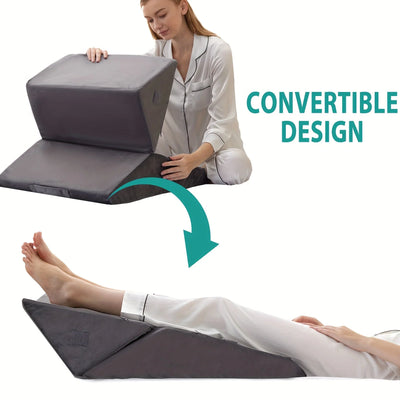 Bed Wedge Pillow Multi-Level Adjustable Neck Roll Removable Cover