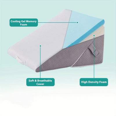 Bed Wedge Pillow Multi-Level Adjustable Neck Roll Removable Cover