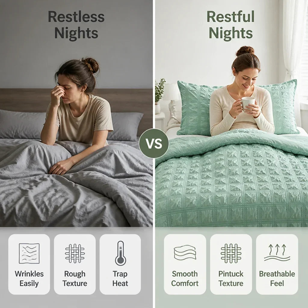 Bedding Set Pintuck Texture Breathable & Wrinkle-Resistant
