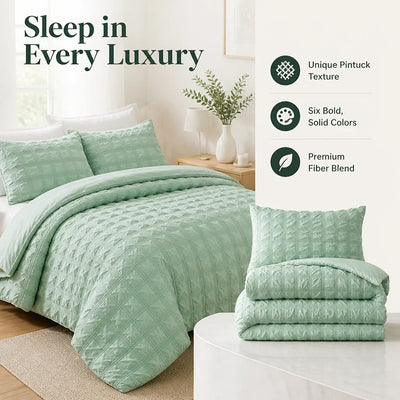 Bedding Set Pintuck Texture Breathable & Wrinkle-Resistant