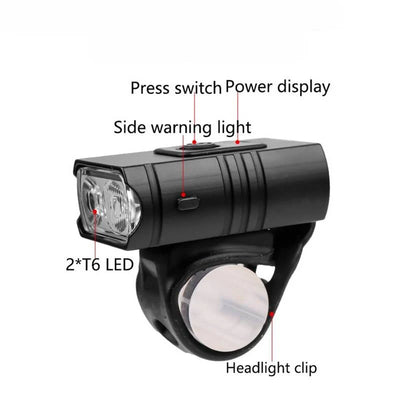 Bicycle Headlight & Taillight Set 1000 Lumens USB Rechargeable