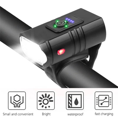 Bicycle Headlight & Taillight Set 1000 Lumens USB Rechargeable
