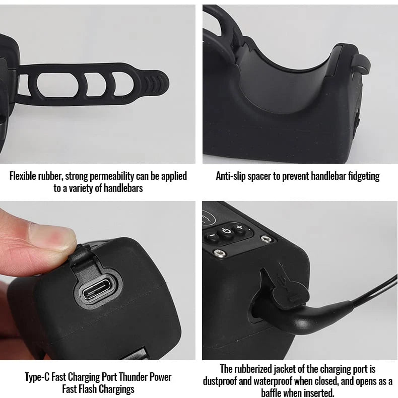 Bicycle Light & Horn 250-Lumen Rechargeable Remote Control