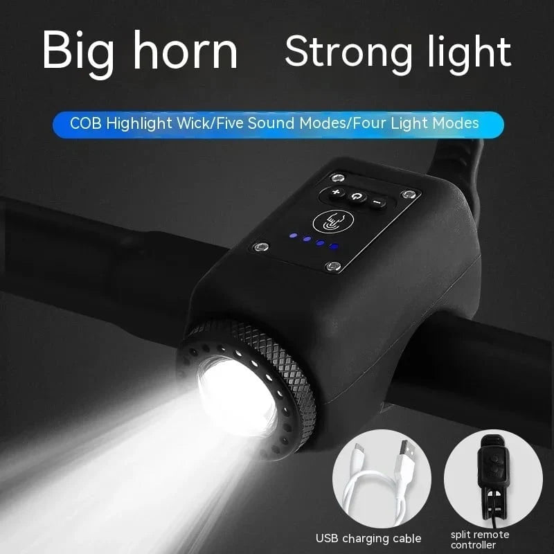 Bicycle Light & Horn 250-Lumen Rechargeable Remote Control