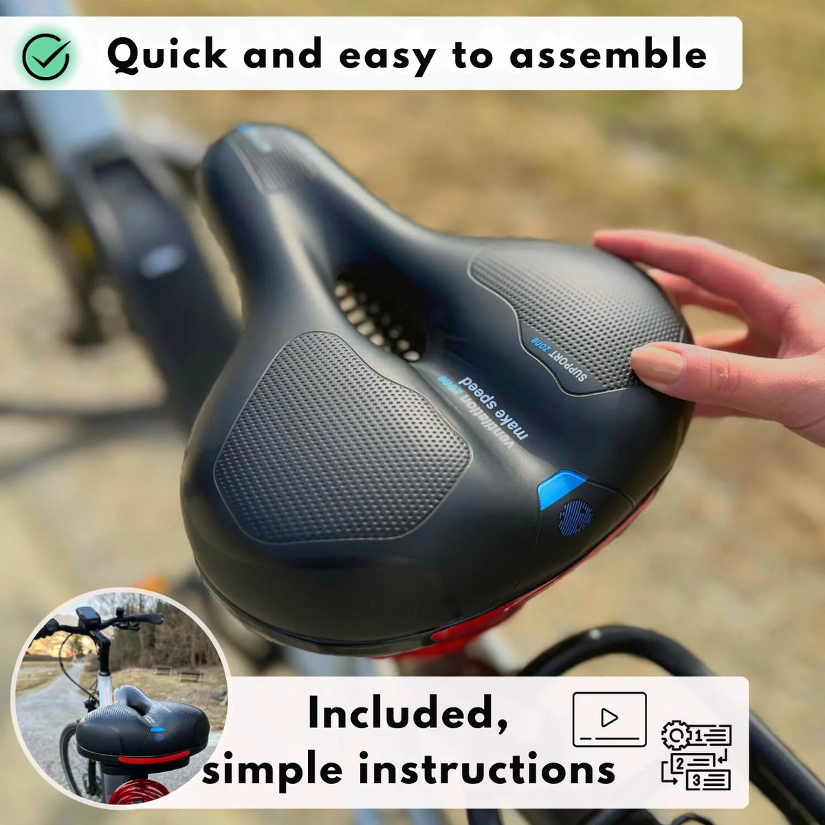 Bicycle Saddle Ergonomic Memory Foam & Shock Absorbing