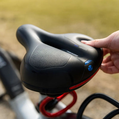 Bicycle Saddle Wide Padded Shock-Absorbing LED Taillight