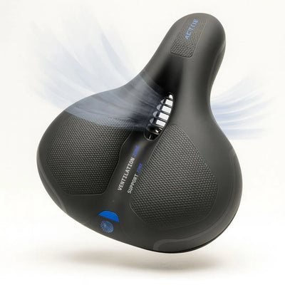 Bicycle Saddle Wide Padded Shock-Absorbing LED Taillight