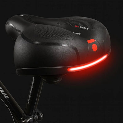 Bicycle Saddle Wide Padded Shock-Absorbing LED Taillight