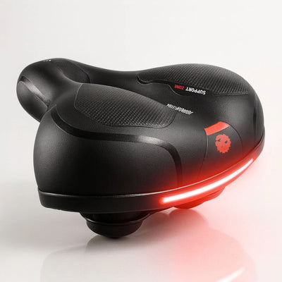 Bicycle Saddle Wide Padded Shock-Absorbing LED Taillight