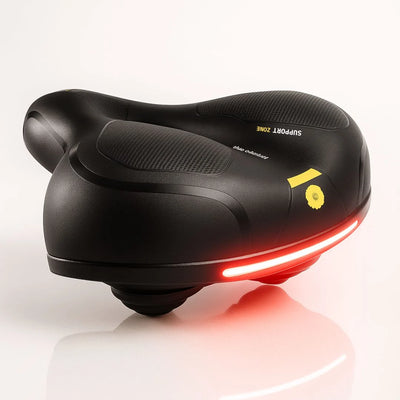 Bicycle Saddle Wide Padded Shock-Absorbing LED Taillight