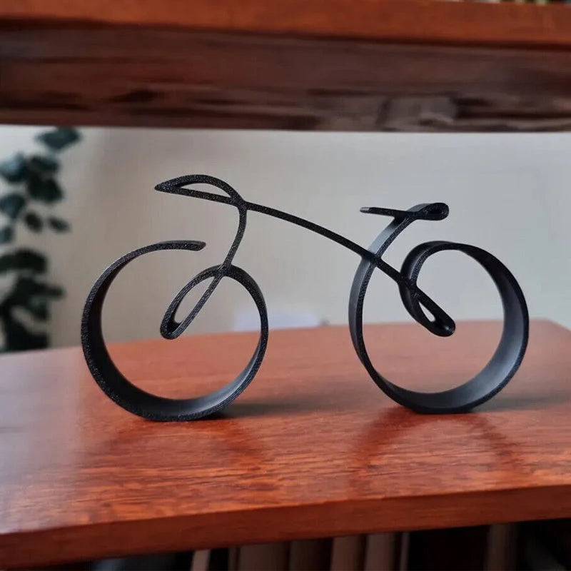Bicycle Sculpture Minimalist Wire Silhouette & Iron Matte Finish