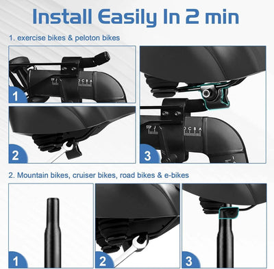 Bicycle Seat Cushion Memory Foam Gel Dual Shock Springs