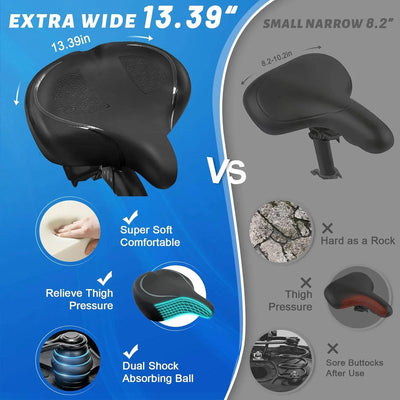 Bicycle Seat Cushion Memory Foam Gel Dual Shock Springs