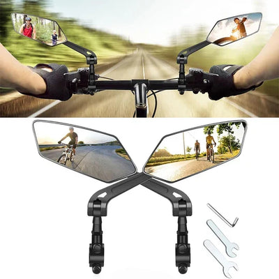 Bike Handlebar Mirror HD Glass 360° Adjustable Foldable