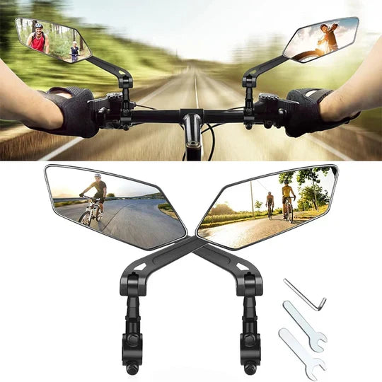 Bike Handlebar Mirror HD Glass 360° Adjustable Foldable
