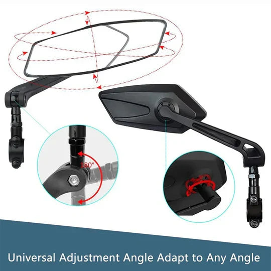 Bike Handlebar Mirror HD Glass 360° Adjustable Foldable