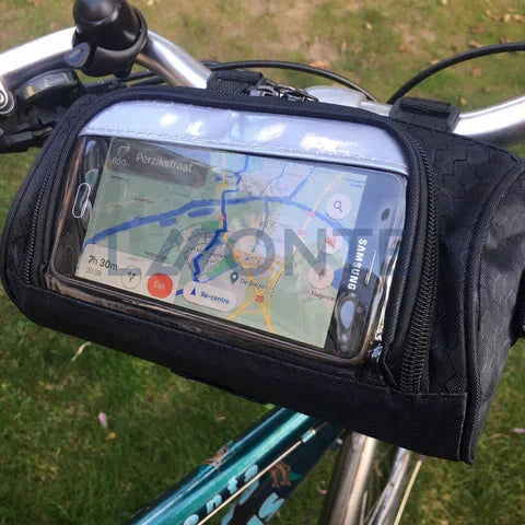 Bike Handlebar Phone Bag Touchscreen Splashproof Velcro Strap