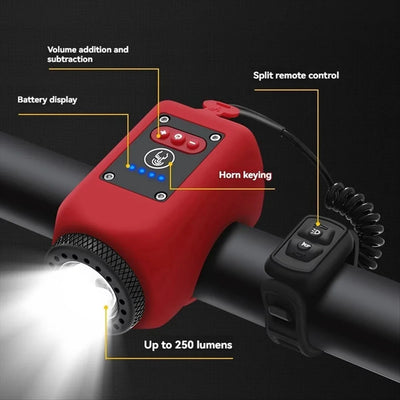 Bike Horn & Light Rechargeable Multi-Tone COB Handlebar Remote
