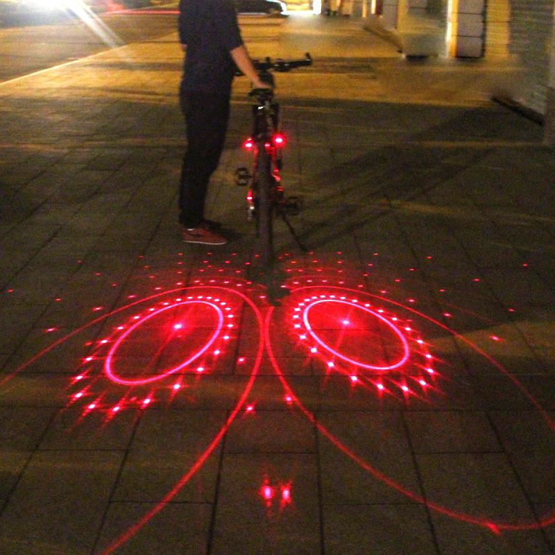 Bike Light Laser Lane Projection Rechargeable 8-Hour Battery Life