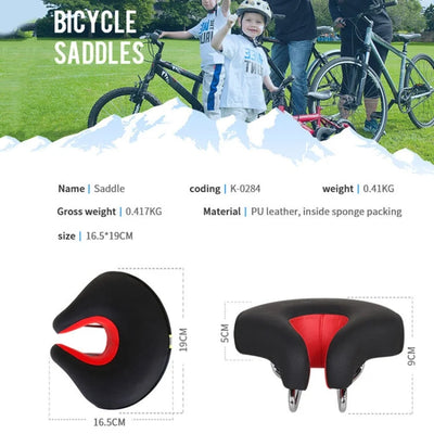 Bike Saddle Noseless Ergonomic Thick Foam & Spring Suspension