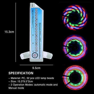 Bike Wheel Lights RGB 30 Patterns Motion-Activated IP65 Water-Resistant