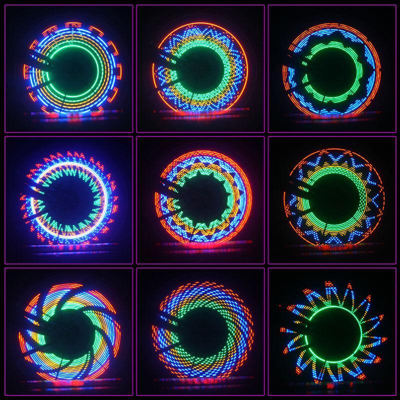 Bike Wheel Lights RGB 30 Patterns Motion-Activated IP65 Water-Resistant