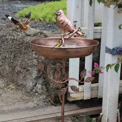 Bird Bath Metal Shallow Bowl Stable Ground Spike