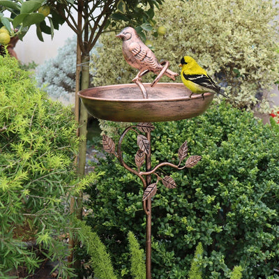 Bird Bath Metal Shallow Bowl Stable Ground Spike