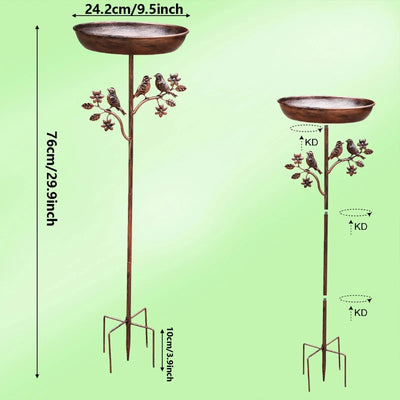 Bird Bath Metal Shallow Bowl Stable Ground Spike