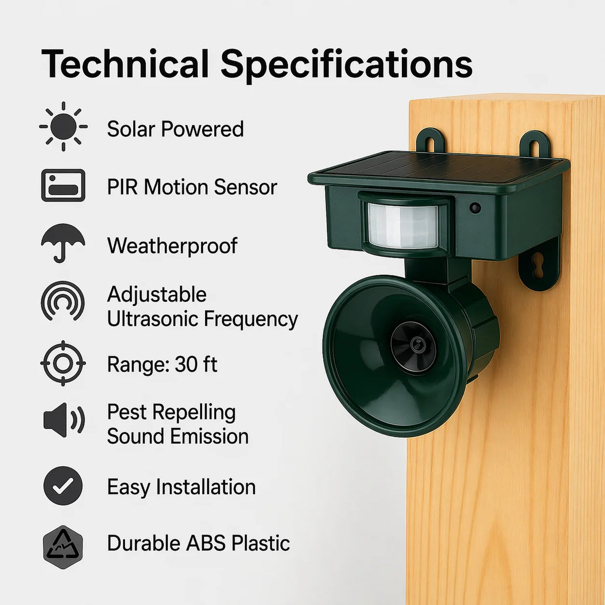 Bird Deterrent Solar-Powered Motion Sensor Natural Predator Calls