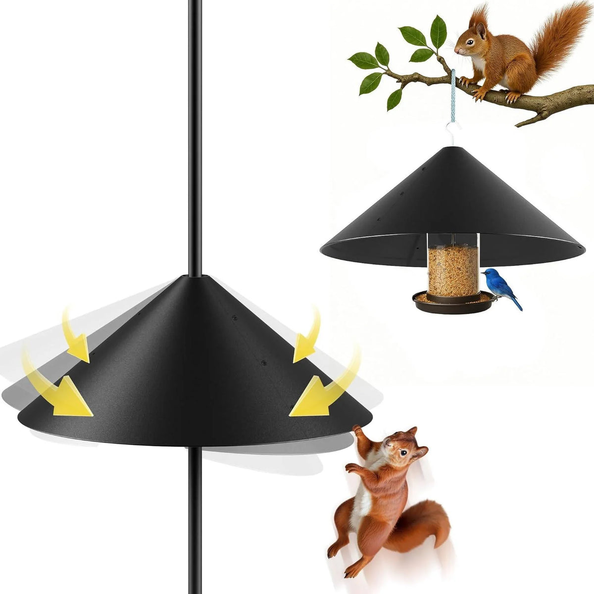 Bird Feeder Baffle 19-Inch Powder-Coated Metal Squirrel Guard