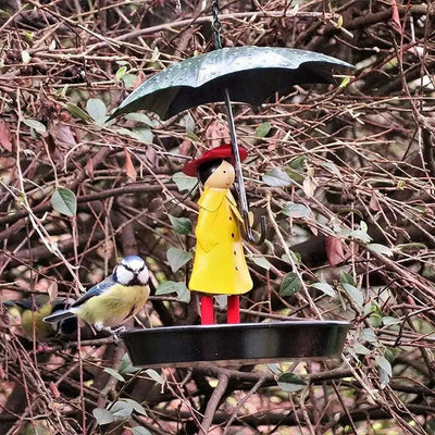 Bird Feeder Powder-Coated Metal Raincoat Design Large Refill Opening