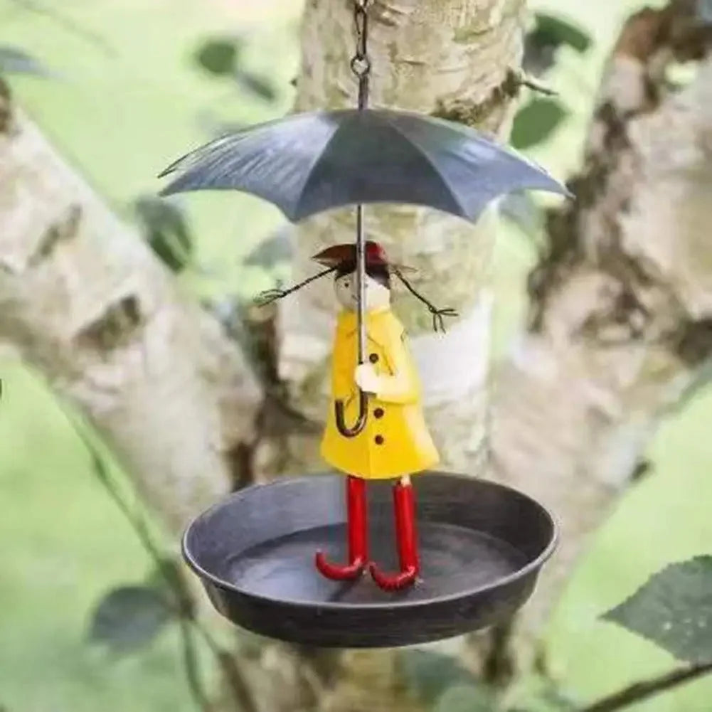 Bird Feeder Powder-Coated Metal Raincoat Design Large Refill Opening