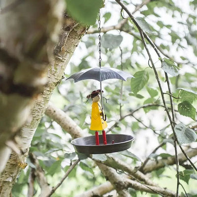 Bird Feeder Powder-Coated Metal Raincoat Design Large Refill Opening